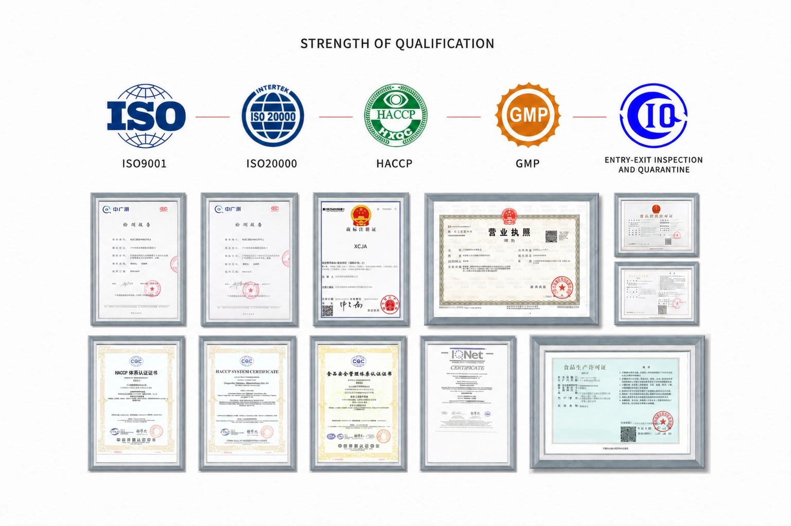 Company-supplied qualification collage — original document imagery preserved